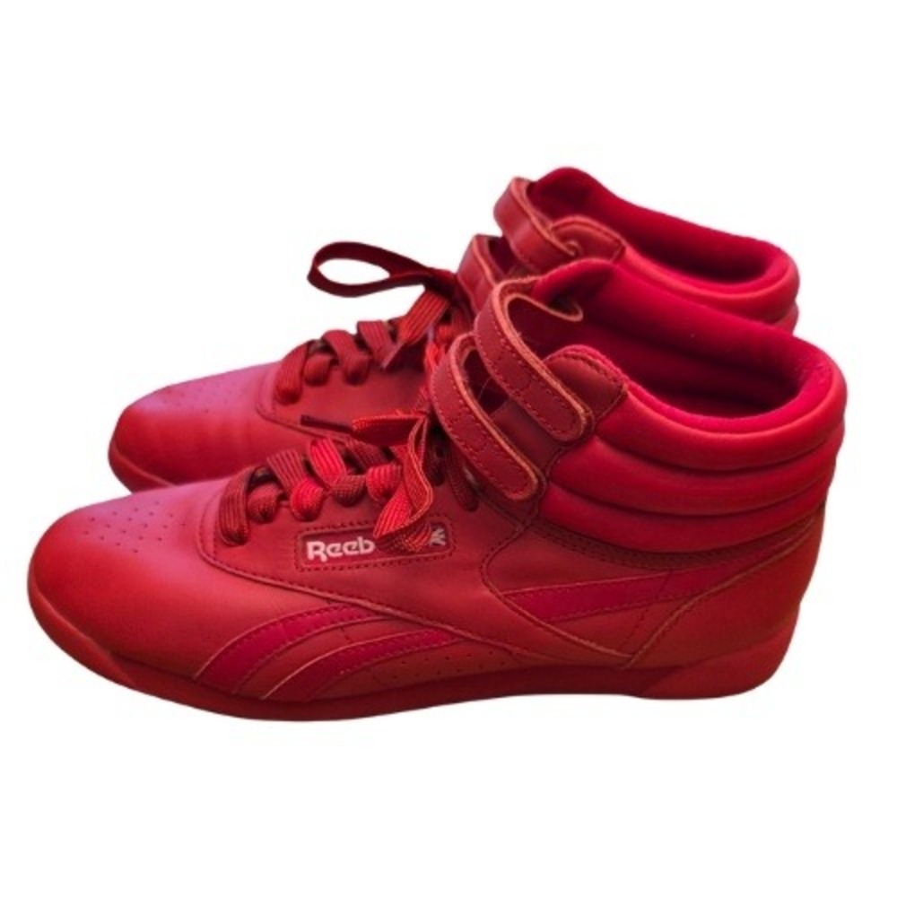 Reebok Freestyle Hi Womens 10 Red Leather High Top Sneakers 2240 Classic Retro - Picture 4 of 14
